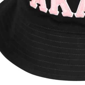 Chapeau Bob Noir AKA avec Logo Rose Brodé – Chapeau de Pêcheur Décontracté d'Été pour Femme – Accessoire de Tête Tendance pour l'Extérieur - Product Image 5