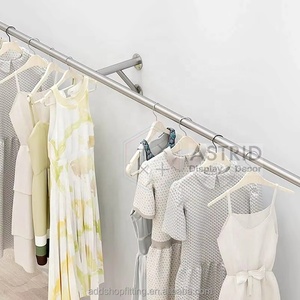 Wall-Mounted Metal Step <b>Shelf</b> 6-Tier Horizontal Garment Rack Polished Anti-Rust Modern Display Rack - Product Image 3