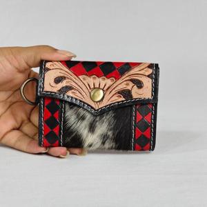 Porte-cartes en cuir véritable avec fermeture à pression, portefeuille unisexe multifonctionnel, doublure en toile, style minimaliste, longueur courte - Product Image 3