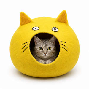 Cama para Mascotas de Lana Ecológica, Cálida y Suave, Diseño Moderno con Estampado Animal, Lujosa y a la Moda, Desmontable y Lavable, en Caja, Color Amarillo - Product Image 1