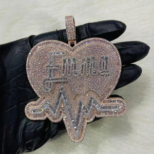Pendentif Cœur Famille en Argent Moissanite Personnalisé avec Nom, Bijou de Luxe Hip Hop Sertie de Pierres, Cadeau Idéal - Product Image 5
