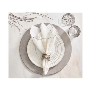 Braided Cotton Round Solid Grey Colour Diwali Season Special <b>Table</b> Embroidered 100% Organic Double Layer Dinner Party <b>Table</b> <b>Mats</b> - Product Image 1