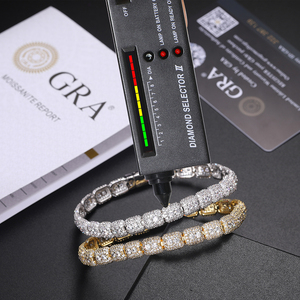 Pulsera de plata 925 con moissanita y diamantes para hombre, cadena de tenis con eslabones helados, joyería de lujo brillante, regalo para ella, elegancia para uso diario - Product Image 2