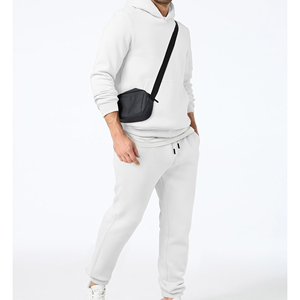 Conjunto de Sudadera con Capucha y Pantalones Deportivos Blancos para Hombre, de Algodón, Estilo Holgado, Informal, de Dos Piezas - Product Image 3