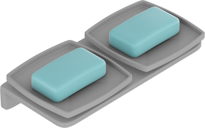 Support mural double en métal pour porte-savon carré, idéal pour la salle de bain contemporaine - Product Image 3