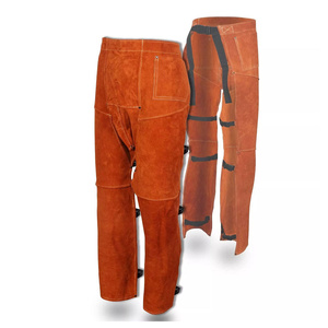 Pantalon de soudeur en cuir de vachette industriel, protection contre le feu, anti-chaleur, ignifuge, antistatique, anti-coupure, résistance à la chaleur 500-1000°C - Product Image 1