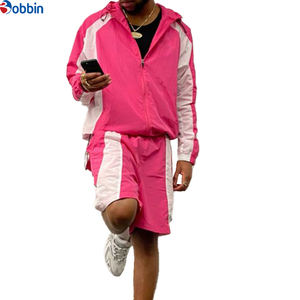 Conjunto Deportivo de Chaqueta con Cierre y Parches Reflectantes con Logotipo Personalizado y Pantalones Cortos de Nailon, Unisex, Cortavientos para Hombre - Product Image 4