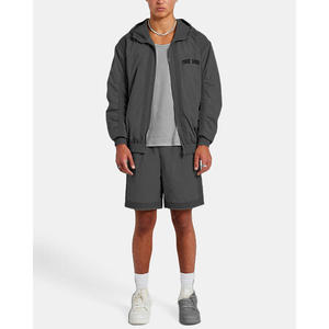 Windbreaker Shorts Set Nylon Tracksuit Lightweight <b>Zip</b> <b>up</b> <b>Jackets</b> and Nylon Shorts - Product Image 3