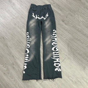 Chándal con capucha de ajuste regular, estilo casual, con lavado ácido, de poliéster/nailon, liso, transpirable, con bordado y efecto desgastado, de corte acampanado, el más vendido - Product Image 3