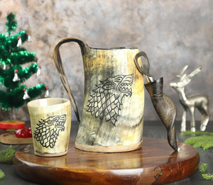 Chope à bière en corne de buffle, Chope en corne d'animal, Tasse à café en corne, Verre à bière, Artisanat, Meilleur prix - Product Image 6