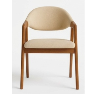 Chaise de salle à manger moderne en tissu bouclé de style nordique, fauteuil individuel en bois massif pour mobilier de restaurant de luxe - Product Image 1