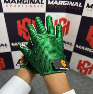 Rhinestone Full Finger <b>Gloves</b> Green PU Material Sublimation Print Non-Slip Outdoor Unisex All Seasons American Football <b>Gloves</b> - Product Image 2