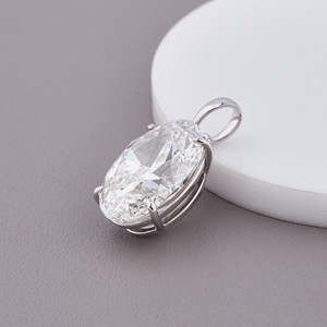 Pendentif solitaire en diamant de laboratoire de taille ovale certifié IGI en or blanc/jaune et rose 14 carats, collier de luxe pour femmes - Product Image 1