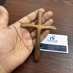 Vintage Style Wooden Cross Pendant Handmade Natural Wooden and Bone Christian Cross by Curio Craft - Product Image 2