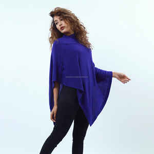 Poncho de punto de Cachemira Pashmina 100% para mujer, bufanda de invierno cómoda suave y cálida, diseño elegante de cuello lateral, chal tradicional KMB - Product Image 6