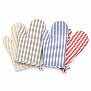 Premium Striped Oven Mitts | Heat Resistant Kitchen Gloves | Cotton Cooking & <b>Baking</b> Hand Protector Stylish Kitchen <b>Accessories</b> - Product Image 1