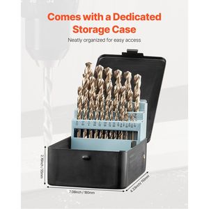 Set di 29 punte da trapano in cobalto M35 in acciaio super rapido, punte multiuso per metallo e acciaio inossidabile con custodia. - Product Image 6
