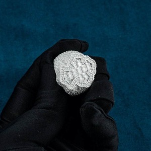 <b>Solitaire</b> VVS Moissanite Engagement <b>Ring</b> Custom Cross Luxury Iced Out for Certified <b>Silver</b> Plated Round Brilliant Cut Men - Product Image 2