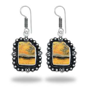 Top Grade Bumble <b>Bee</b> Jasper Dangle Earring Yellow Handmade Silver Polished Cabochon Cute <b>Gift</b> for Women At Best Price - Product Image 5