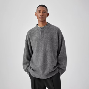 Men's Stylish Winter <b>Henley</b> Pullover Sweater <b>Long</b> <b>Sleeve</b> Knitted Button Neck Soft Warm Casual Knitwear Custom Logo Wholesale - Product Image 6