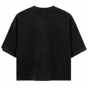 Camiseta Extra Grande Personalizada para Hombre, Camiseta Gráfica de Algodón Estilo Urbano, Camiseta Corta Negra con Lavado Desgastado Vintage, Moda Casual Hip Hop - Product Image 2
