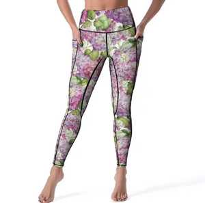High Waist Full Length Solid Breathable Stretch Knitted Women's <b>Leggings</b> <b>with</b> <b>Pockets</b> Casual Style All Seasons - Product Image 1
