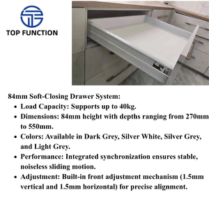 Full Extension Soft Closing Metal Box <b>Slide</b> 270-550mm Galvanized Steel <b>Drawer</b> System for Kitchen Cabinets Bathroom Dining - Product Image 6