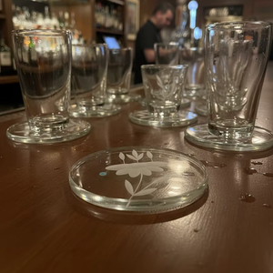 Minimal Bloom Classic Handpainted Glass <b>Coaster</b> Design <b>Heat</b> Resistant & Non-Slip for Serving Cocktails and Whiskey - Product Image 3