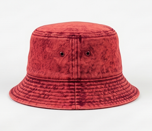 Chapeau bob en toile de coton rouge délavé pour femme, décontracté, à porter au printemps et en été - Product Image 1