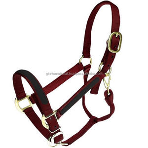 Halter de cheval en nylon coloré de finition de qualité supérieure de luxe fabriqué sur mesure avec nylon contrasté cousu sur muserolle et joue - Product Image 3