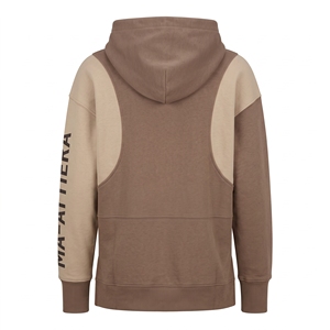 Sudadera con Capucha Colorblock Marrón y Beige para Mujer, Sudadera Holgada de Felpa, Diseño Casual y Moderno - Product Image 4