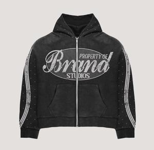 High Quality Winter Adult Tracksuits <b>Men</b> and Women 2 Piece 100% Cotton Streetwear Rhinestones Sun Faded Screen Print <b>Sweat</b> <b>Suit</b> - Product Image 5