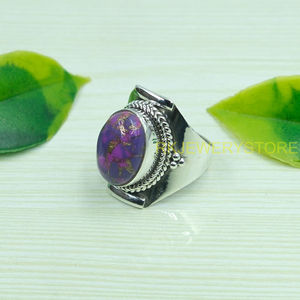 แหวนเงินแท้ 925 ประดับพลอยสีม่วงทองแดง แหวนดีไซน์แฮนด์เมด แหวนโบโฮ ของขวัญเครื่องประดับ - Product Image 6