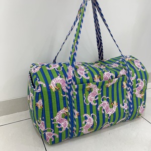 Bolsa de Lona Acolchada Ecológica Personalizable, Bolsa de Viaje Deportiva para Fin de Semana, Bolsa de Lona con Estampado de Tigre a Rayas, Bolsa de Algodón Suave y Ligera - Product Image 3