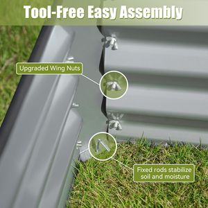 Fioriera Grande in Metallo Zincato 8x4x1.5 ft, Vaso Rialzato da Giardino per Esterni, Contenitore per Giardinaggio, Vasi per Fiori e Piante - Product Image 6