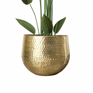 Maceta de latón vintage con planta verde, estilo rústico para interiores, maceta circular para decoración del hogar, maceta hecha a mano - Product Image 6