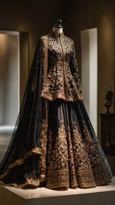 Beautiful Traditional Embroidered Chiffon Kurta Lehenga Dupatta Floral Pattern Women India Pakistan Wedding/Engagement Dress - Product Image 3