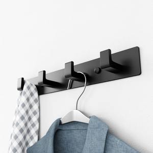 Perchero de Pared Negro con Barra de Metal de 12.5 Pulgadas y 4 Ganchos en Ángulo Recto para Entrada, Baño, Dormitorio y Oficina - Product Image 4