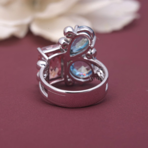 Anillo de Diamantes Cultivados en Laboratorio en Rosa y Azul, Certificado por IGI, en Oro Blanco/Rosa/Amarillo de 14K, Anillo de Diamantes Impresionante - Product Image 6