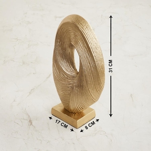 Luxe Gold Finished Abstract Wave Loop Sculpture Accent <b>Object</b> with Finely Chiseled Surface Ribs for Modern Interior Home Staging - Product Image 3