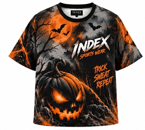 INDEX Men's Halloween <b>Pumpkin</b> Bat Printed <b>T</b>-<b>Shirt</b> Short Sleeve O-Neck Street Style Casual Wear Breathable Regular Fit - Product Image 1