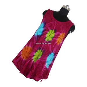 Vestido Largo de Verano 2026, Nuevo Estilo, Tie Dye, para Mujer, Elegante, 100% Rayón, Cuello Redondo, Sin Mangas - Product Image 3
