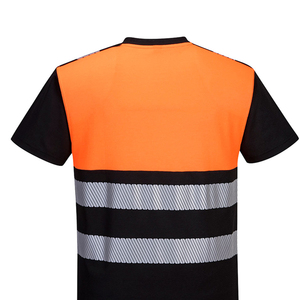 Men's Hi Visibility <b>Orange</b> Black Reflective Work T-Shirt Safety Uniform Apparel - Product Image 6