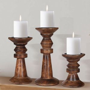 Vintage Wooden Candle Holder Premium Quality Accent Piece For <b>Mantel</b> Shelves Dining Areas And Celebrations - Product Image 2