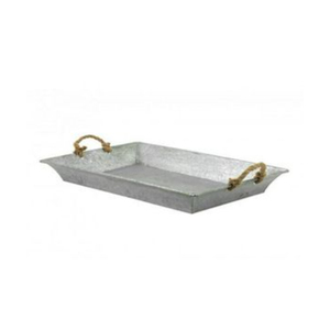 Modern Galvanized Metal Commercial Grade Dishwasher Safe Eco-Friendly Serving Tray Jute Rope Handles Solid Design Home <b>Kitchen</b> - Product Image 3