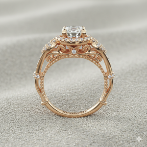 Anillo de Compromiso de Estilo Vintage con Tres Piedras Decorativas en Forma de Puente - Product Image 5