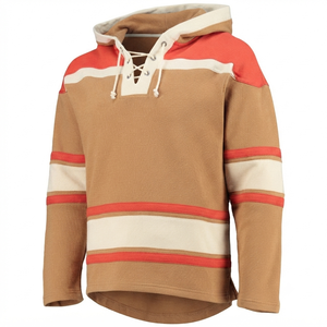 Sudadera con Capucha de Hockey sobre Hielo, Transpirable, Color Marrón Claro, Estilo Vintage, Personalizable, Deportiva, Invernal, 100% Algodón - Product Image 1