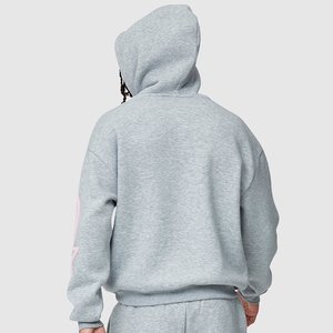 Most Selling Custom Logo Mens Gray Hooded <b>Tracksuit</b> <b>Set</b> With <b>Pink</b> Star Print Full Sleeve Casual Joggers Side Pockets Autumn Wear - Product Image 4