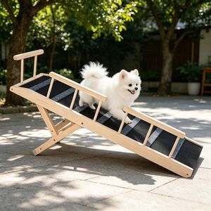 Rampa per Cani Regolabile in Altezza, Antiscivolo, in Legno e Schiuma, Moderna per Interni, Taglia XL, Lavabile, per Gatti 47.2 X 16.5 X 2.4 - Product Image 1