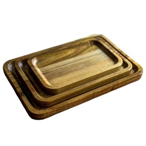 Juego de bandejas rectangulares de madera para servir, platos para aperitivos, estilo minimalista, precio de mayoreo - Product Image 1